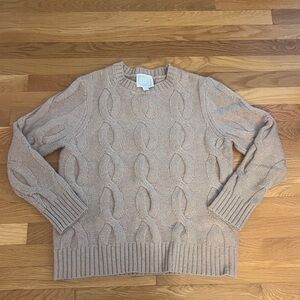 Sail to Sable Tan Cable Knit Sweater, wool blend size Large